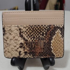 Brand New Cavalli Class Beige Snake-Print Card Holder